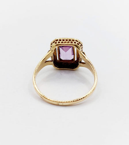 Bague 55.5 Bague Art déco en or 18k, améthyste et diamants taille rose 58 Facettes A06959