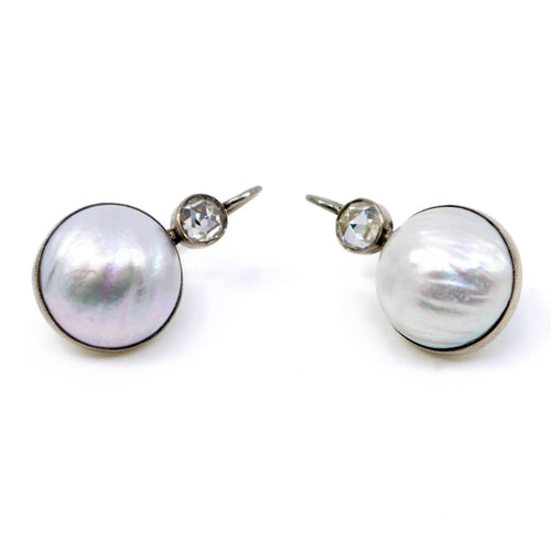 Boucles d'oreilles Boucles d’oreilles - Perles mabé 15 mm et diamants taille rose en or 14k 58 Facettes 5C9770C040624796BAA41B877A9488EA