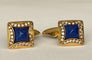Boucles d'oreilles Boucles d’oreilles en or jaune 18 ct lapis-lazuli et diamants 58 Facettes ring