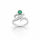 Bague 53 Bague en or blanc 18 carats avec émeraude ovale et diamants 58 Facettes Bague en or blanc émeraude et diamants