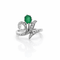 Bague 53 Bague en or blanc 18 carats avec émeraude ovale et diamants 58 Facettes Bague en or blanc émeraude et diamants