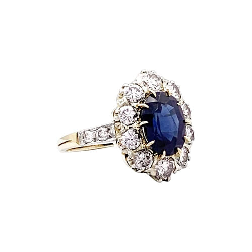 Bague 57 Bague en or jaune et blanc, saphir, diamants. 58 Facettes 35324