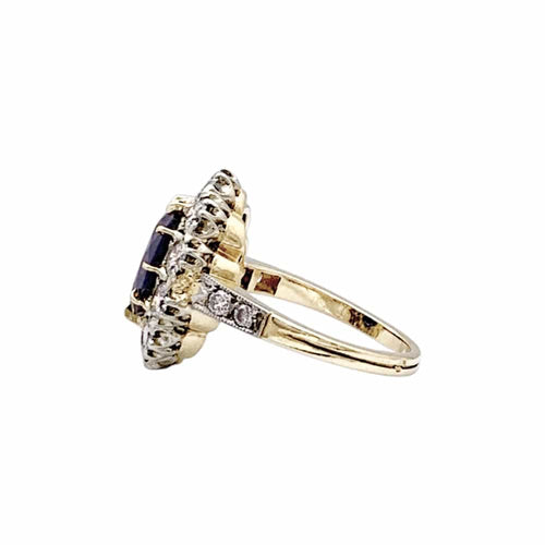 Bague 57 Bague en or jaune et blanc, saphir, diamants. 58 Facettes 35324