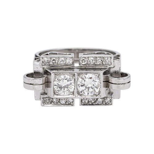 Bague 57 Bague Tank Or blanc Diamant 58 Facettes 4958634RV