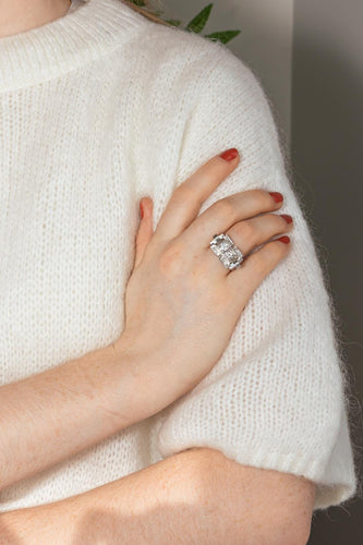 Bague 57 Bague Tank Or blanc Diamant 58 Facettes 4958634RV