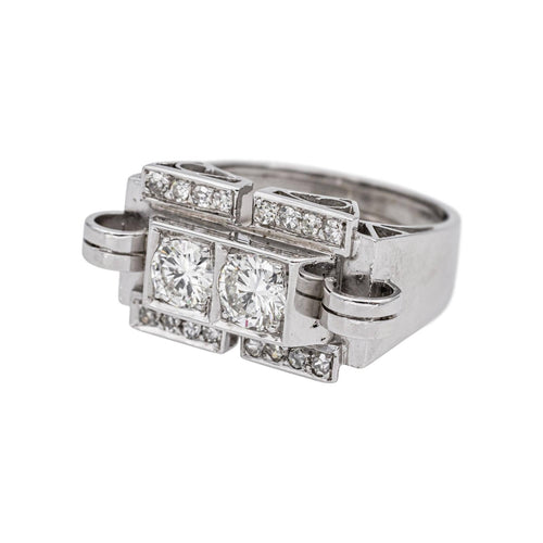 Bague 57 Bague Tank Or blanc Diamant 58 Facettes 4958634RV