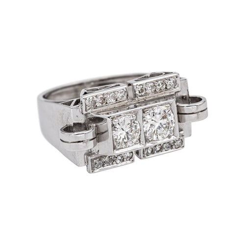 Bague 57 Bague Tank Or blanc Diamant 58 Facettes 4958634RV