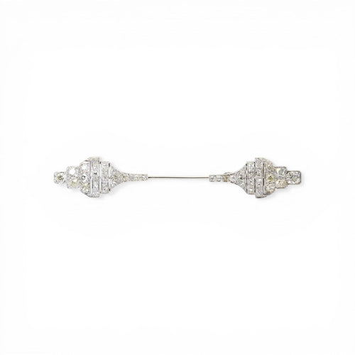 Art déco - Épingle à jabot en platine, or blanc et diamants 58 Facettes