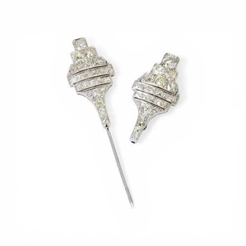 Art déco - Épingle à jabot en platine, or blanc et diamants 58 Facettes