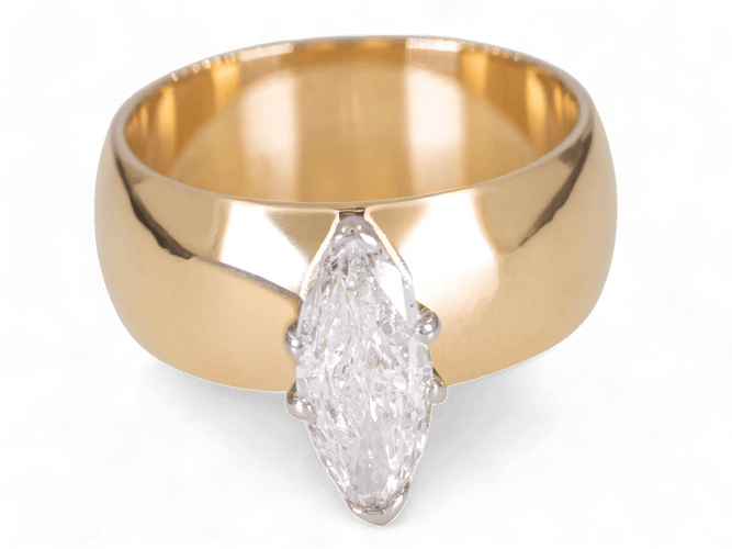 Bague Bague solitaire marquise 1,10 ct en or 14K (585) 58 Facettes AC77
