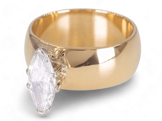Bague Bague solitaire marquise 1,10 ct en or 14K (585) 58 Facettes AC77