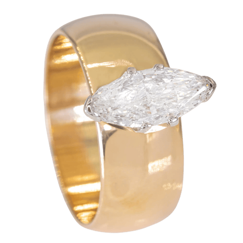 Bague Bague solitaire marquise 1,10 ct en or 14K (585) 58 Facettes AC77
