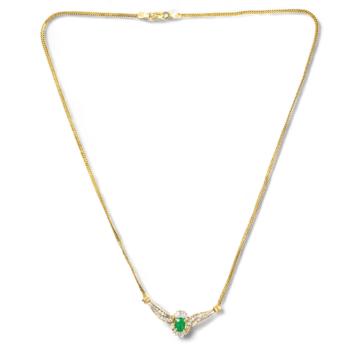 Collier Collier en or 14 K (585) avec diamants et émeraude 58 Facettes AG86