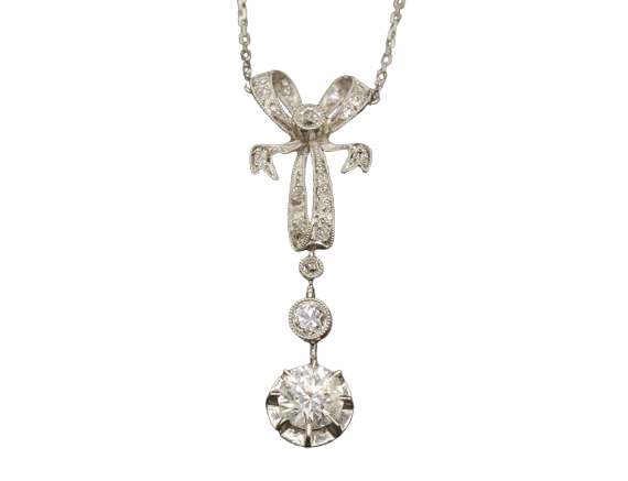 Pendentif Pendentif nœud en platine et diamants 58 Facettes A10282
