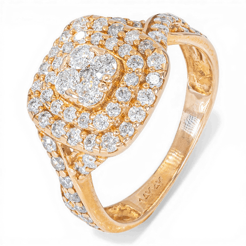Bague 51 Bague en or jaune 585 - Diamant naturel 0,85 ct 58 Facettes AS18