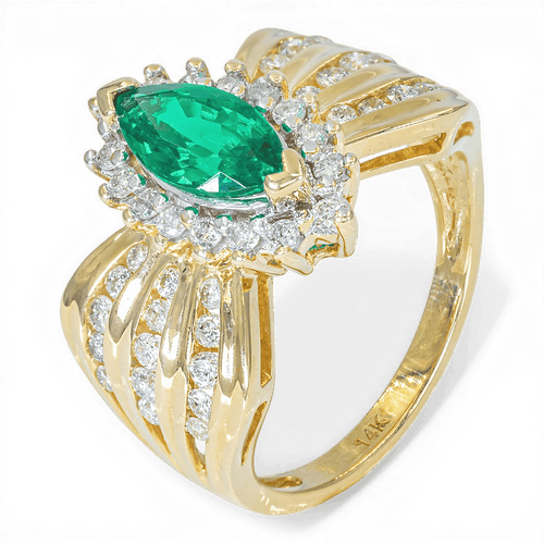 Bague 47 Bague en or jaune 585 avec diamant 0,88 ct et quartz 58 Facettes AX79