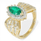 Bague 47 Bague en or jaune 585 avec diamant 0,88 ct et quartz 58 Facettes AX79