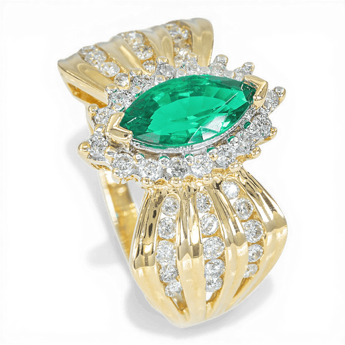 Bague 47 Bague en or jaune 585 avec diamant 0,88 ct et quartz 58 Facettes AX79