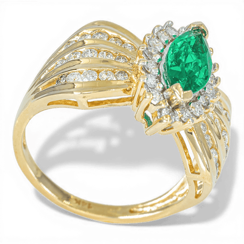 Bague 47 Bague en or jaune 585 avec diamant 0,88 ct et quartz 58 Facettes AX79