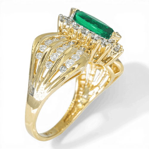 Bague 47 Bague en or jaune 585 avec diamant 0,88 ct et quartz 58 Facettes AX79