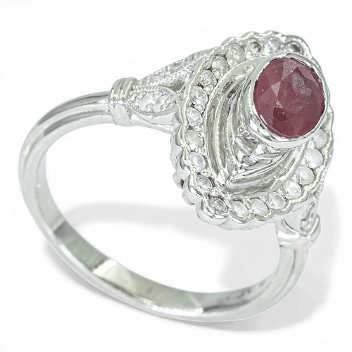 Bague 53 Bague en platine 950 avec diamant 0,24 ct et rubis 1,06 ct 58 Facettes WA19