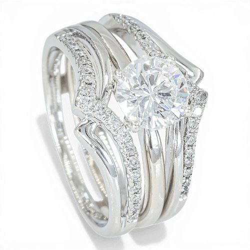 Bague 52 Bague en or blanc 585 sertie de diamant 1,35 ct 58 Facettes XB02