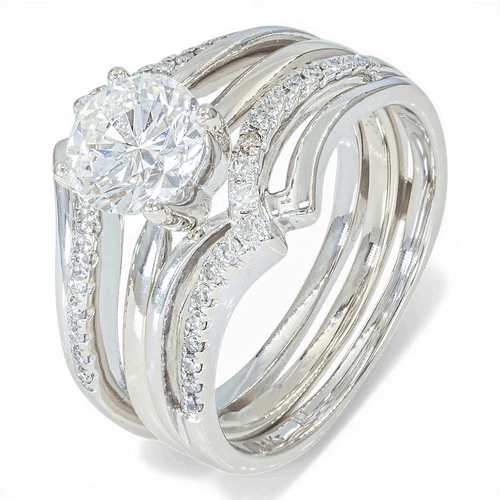 Bague 52 Bague en or blanc 585 sertie de diamant 1,35 ct 58 Facettes XB02