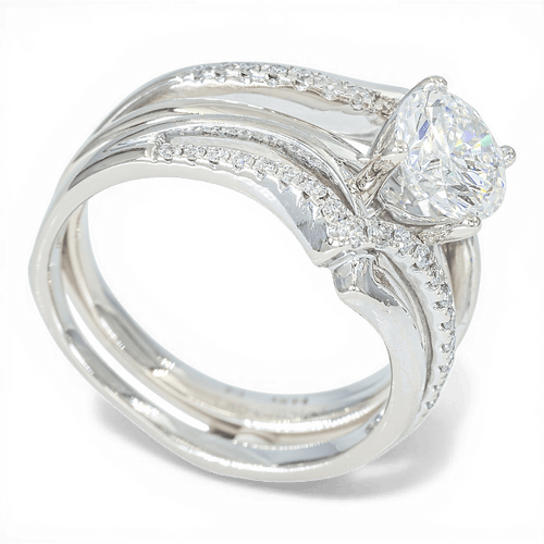 Bague 52 Bague en or blanc 585 sertie de diamant 1,35 ct 58 Facettes XB02