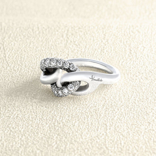 Bague 56 Pomellato Catene - Bague en or blanc et diamants 58 Facettes OC-61E00519