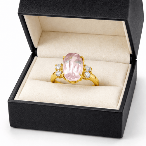 Bague 55 Bague en or jaune 750 avec kunzite et diamants 58 Facettes 50337