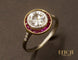Bague Art déco - Bague en platine et or jaune, diamant et rubis 58 Facettes A10098