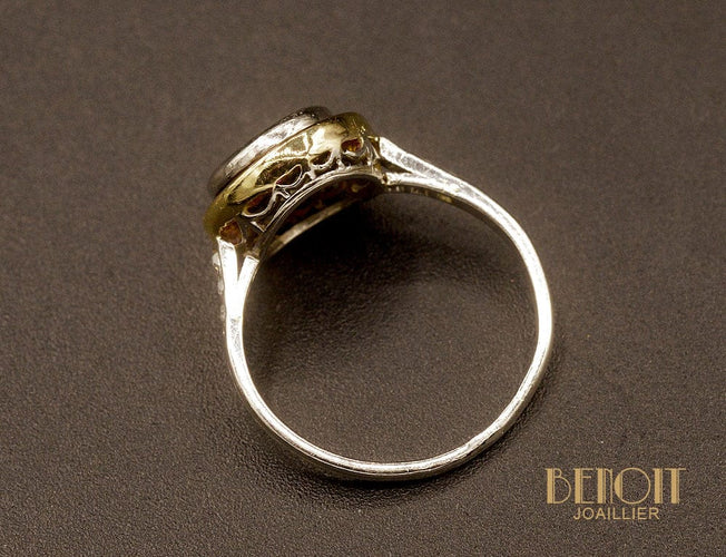 Bague Art déco - Bague en platine et or jaune, diamant et rubis 58 Facettes A10098