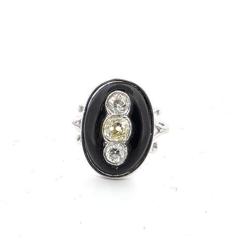 Bague 51 Bague Art déco en or blanc 18 ct avec trois diamants old mine 58 Facettes 102/26 E ORO