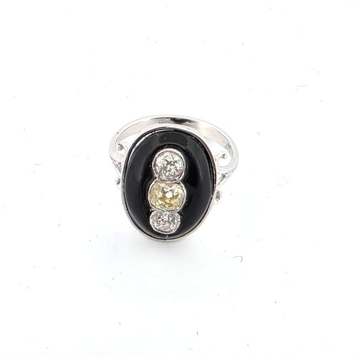 Bague 51 Bague Art déco en or blanc 18 ct avec trois diamants old mine 58 Facettes 102/26 E ORO