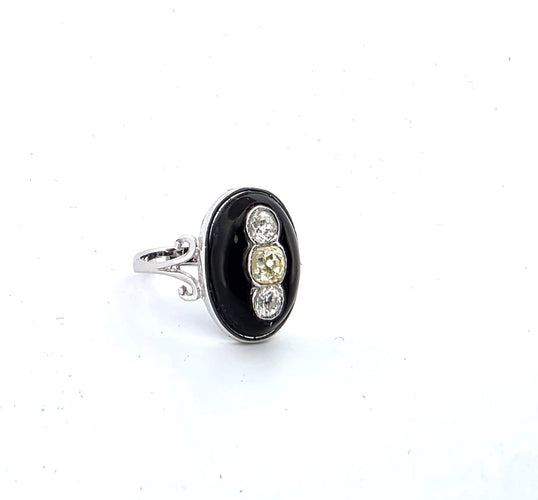 Bague 51 Bague Art déco en or blanc 18 ct avec trois diamants old mine 58 Facettes 102/26 E ORO