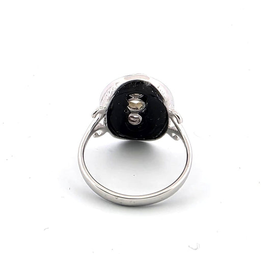 Bague 51 Bague Art déco en or blanc 18 ct avec trois diamants old mine 58 Facettes 102/26 E ORO