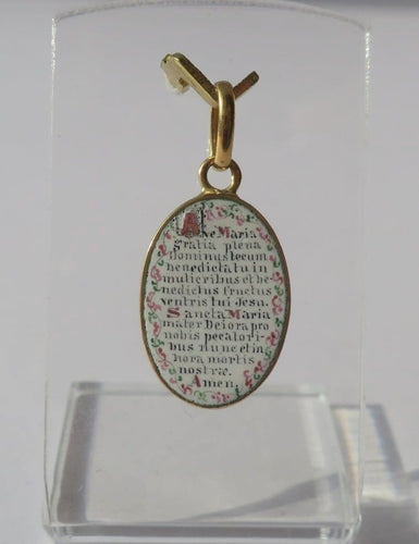 Pendentif Médaille pendentif - Porcelaine peinte en or jaune 18 carats 58 Facettes Medaille
