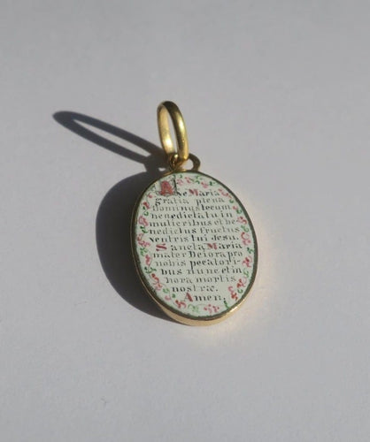 Pendentif Médaille pendentif - Porcelaine peinte en or jaune 18 carats 58 Facettes Medaille