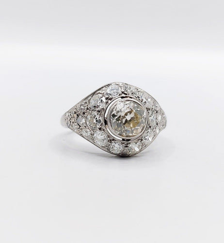 Bague 49 Bague dôme Art déco en platine et diamants, taille ancienne 0,90 ct 58 Facettes A06952