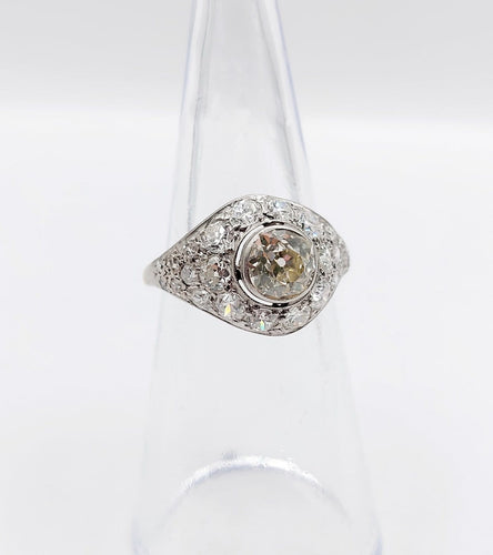 Bague 49 Bague dôme Art déco en platine et diamants, taille ancienne 0,90 ct 58 Facettes A06952