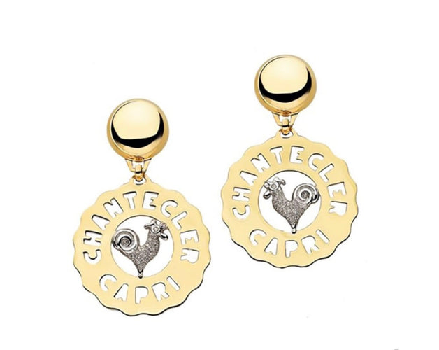 Boucles d'oreilles Chantecler Capri - Boucles d’oreilles pendantes Logo Gallo en or 18k et diamants 58 Facettes