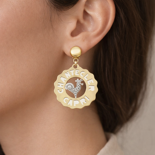 Boucles d'oreilles Chantecler Capri - Boucles d’oreilles pendantes Logo Gallo en or 18k et diamants 58 Facettes
