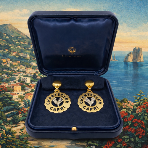 Boucles d'oreilles Chantecler Capri - Boucles d’oreilles pendantes Logo Gallo en or 18k et diamants 58 Facettes