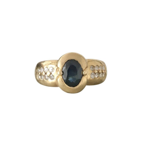 Bague 53.5 Bague en or jaune 18K saphir et diamants 58 Facettes 253