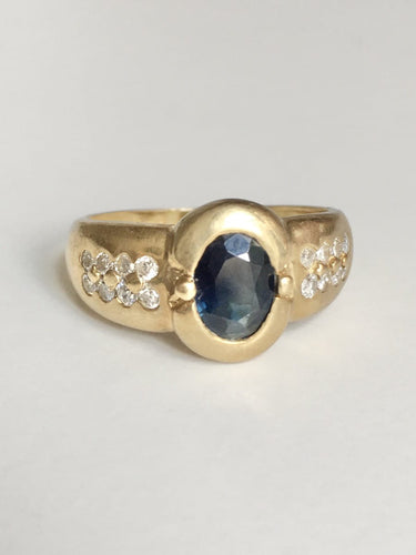 Bague 53.5 Bague en or jaune 18K saphir et diamants 58 Facettes 253