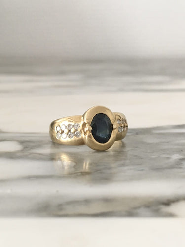 Bague 53.5 Bague en or jaune 18K saphir et diamants 58 Facettes 253