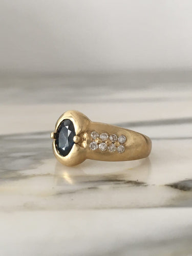 Bague 53.5 Bague en or jaune 18K saphir et diamants 58 Facettes 253