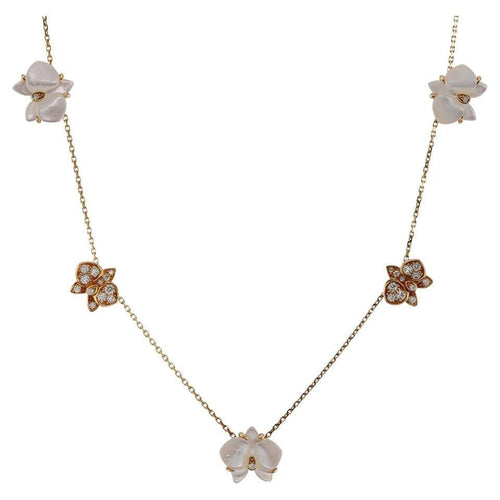 Collier Cartier Caresse d'Orchidées - Collier en or jaune 18 k, nacre et diamants 58 Facettes CRT2698