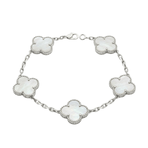 Bracelet Van Cleef & Arpels Alhambra - Bracelet 5 motifs en or blanc 18k et nacre 58 Facettes 2690