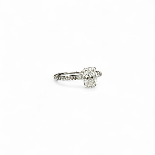 Bague 49 Bague solitaire - Or gris 18K et diamants taille ovale 58 Facettes REF2537-304CF